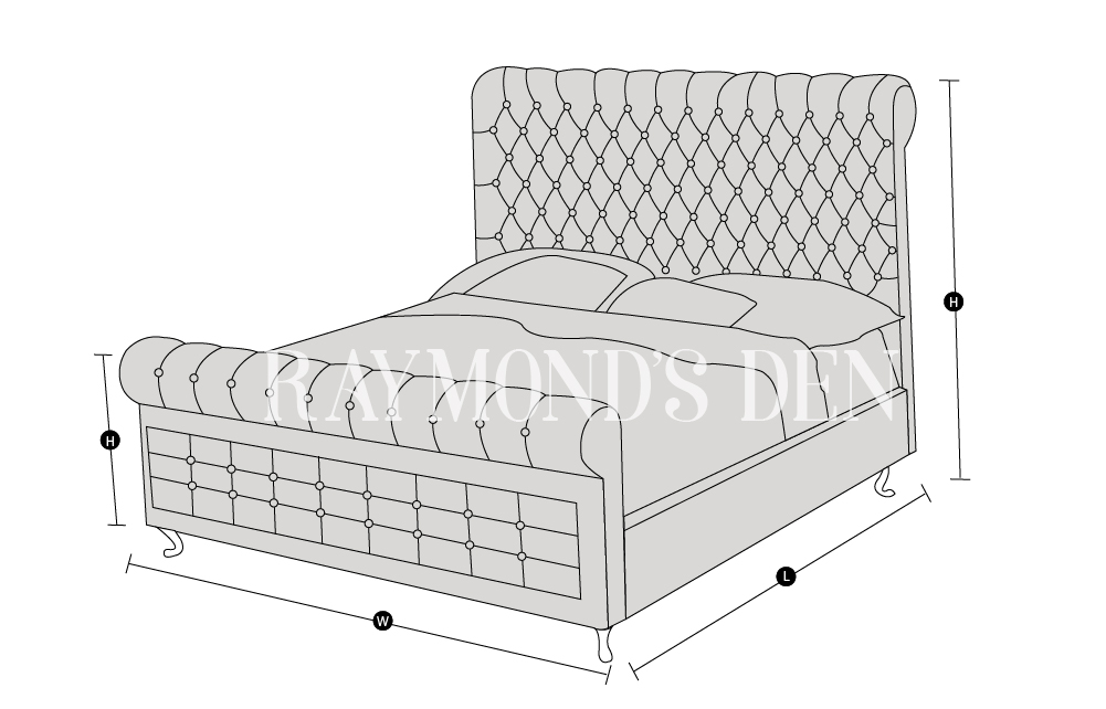 Raymond's Den Bed Technical Drawing Venice Range